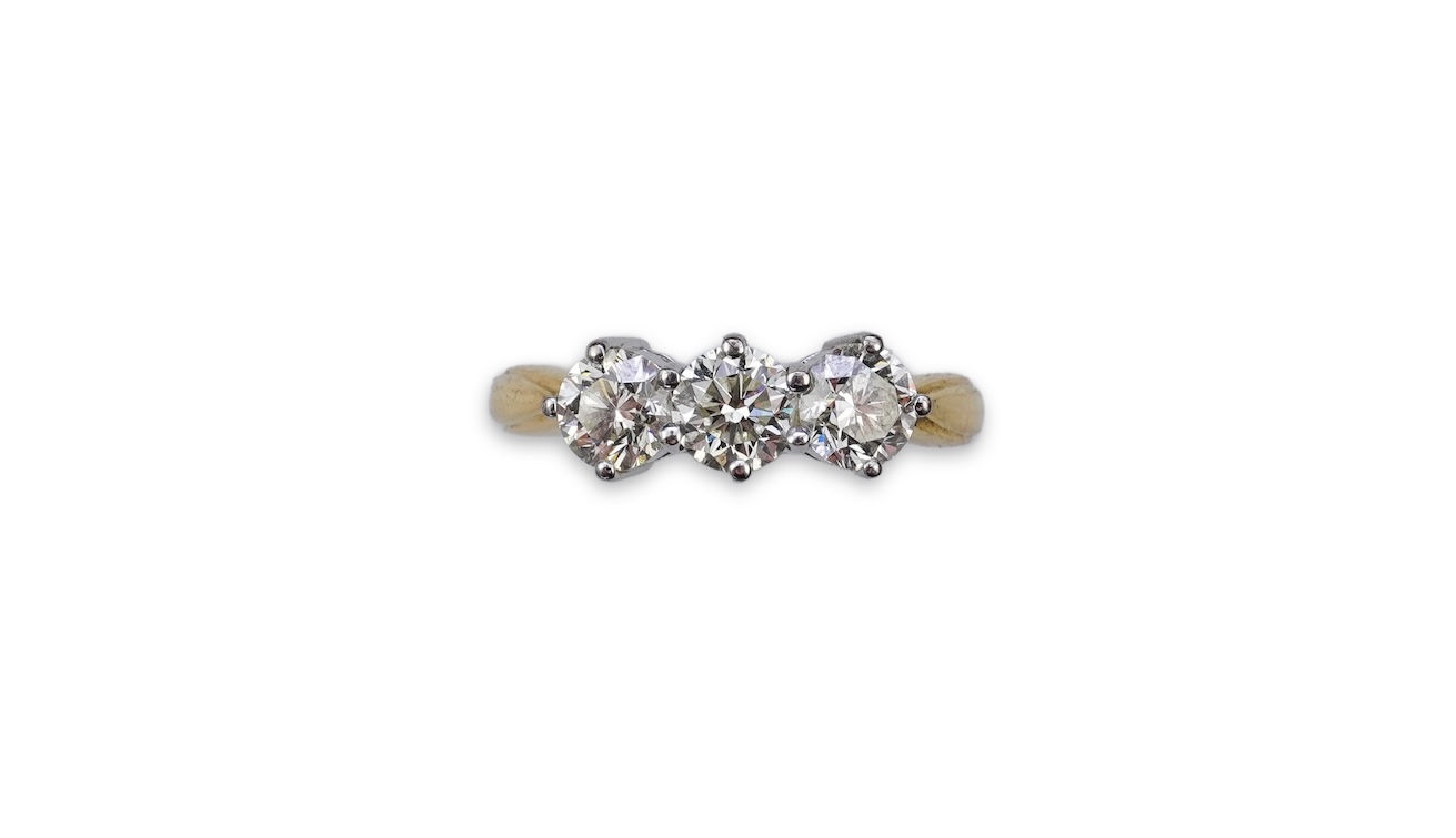 A diamond three-stone ring